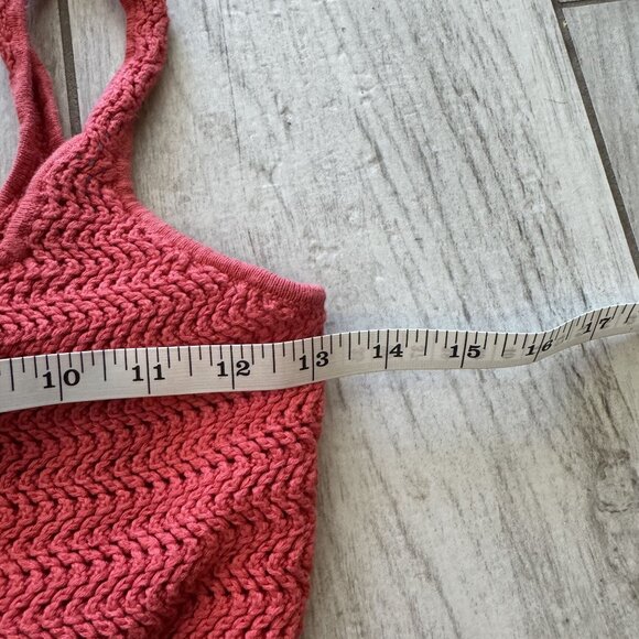 Guess Coral Pink Knit Sleeveless Cropped Top With Keyhole Detail Small Lightweig - Picture 5 of 8